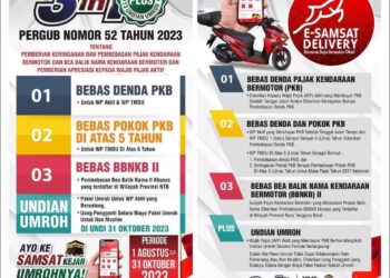 3 in 1 Plus Pergub NTB Nomor 52, Bayar Pajak Kendaraan Berkesempatan Raih Hadiah Umroh