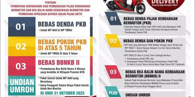 3 in 1 Plus Pergub NTB Nomor 52, Bayar Pajak Kendaraan Berkesempatan Raih Hadiah Umroh